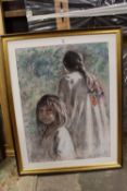 DIMITAR KRUSTER (XX). Continental school, a study of two young girls, signed lower right, pastel