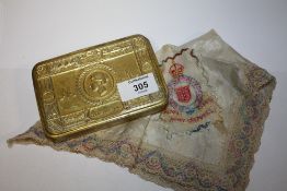 AN ARMY ORDINANCE SILK HANDKERCHIEF, TOGETHER WITH A 1914 CHRISTMAS TIN