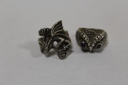TWO VINTAGE SILVER DRESS RINGS