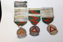 THREE HALLMARKED SILVER MEDALS
