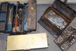 TWO TOOLBOXES PLUS CONTENTS TOGETHER WITH A PAINTED METAL BOX