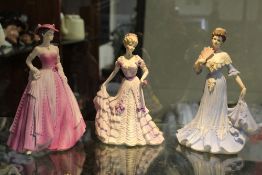 THREE MATTE FINISH COALPORT LADY FIGURES