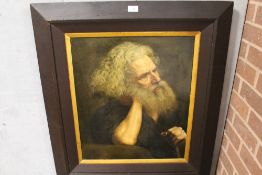 (XVII-XVIII). Old master style study of a bearded man holding a staff, thought to be St. Jerome,