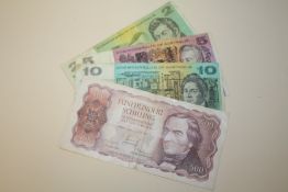 THREE VINTAGE AUSTRALIAN BANK NOTES, TOGETHER WITH ANOTHER (4)