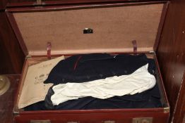 A SUITCASE CONTAINING VINTAGE POSTMANS UNIFORM ITEMS