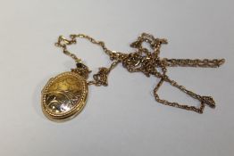 A HALLMARKED 9 CARAT GOLD LOCKET ON CHAIN APPROX WEIGHT -6.1G