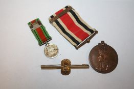 A 1939 LONG SERVICE MEDAL A/F, TOGETHER WITH A MINIATURE EXAMPLE ETC.
