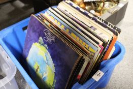 A BOX OF LP RECORDS ETC. TO INCLUDE YES, 10CC ETC.
