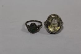 TWO VINTAGE SILVER DRESS RINGS