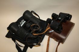 A PAIR OF VINTAGE CASED DOLLOND OF LONDON & PARIS BINOCULARS, TOGETHER WITH A PAIR OF MODERN ALBINAR