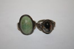 TWO VINTAGE SILVER DRESS RINGS