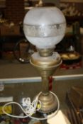 A VINTAGE BRASS OIL LAMP CONVERSION