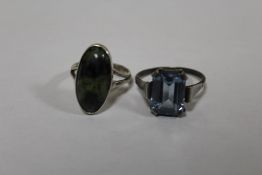 TWO VINTAGE SILVER DRESS RINGS