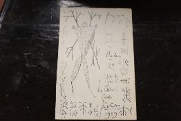 CIRCLE OF PABLO RUIZ PICASSO - MODERNIST FIGURE STUDY, BEARS SIGNATURE AND DATE LOWER RIGHT