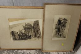 TWO FRAMED AND GLAZED ANTIQUE ETCHINGS