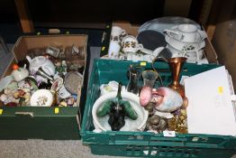 THREE TRAYS OF ASSORTED CERAMICS TO INCLUDE ROYAL WORCESTER, DINNERWARE ETC.