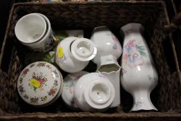 A SMALL BASKET OF AYNSLEY CERAMICS ETC.