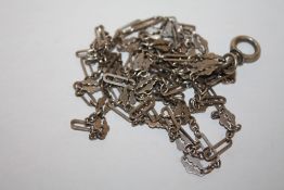 A SILVER FANCY LINK MUFF CHAIN