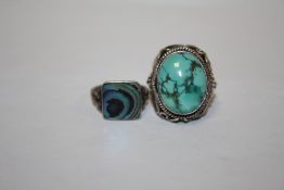 TWO VINTAGE SILVER DRESS RINGS