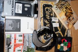 A CAGE OF PHONE CASES ETC ( CAGE NOT INCLUDED )