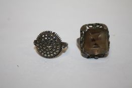 TWO VINTAGE SILVER DRESS RINGS