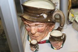 THREE GRADUATING ROYAL DOULTON CHARACTER JUGS - PADDY, consisting of miniature, small and large, H