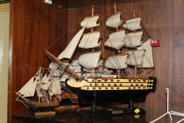 A COLLECTION OF WOODEN MODEL SHIPS (5)