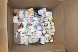 A LARGE BOX OF MUGS ETC.