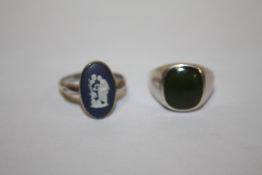TWO VINTAGE SILVER DRESS RINGS