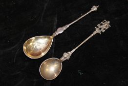 TWO CONTINENTAL SILVER SPOONS
