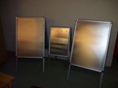 THREE ALUMINIUM / STEEL FOLDING A-FRAME ADVERTISING BOARDS