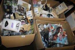 THREE BOXES OF MAINLY NEW ITEMS TO INCLUDE KITCHEN KNIVES, HEADBANDS, ETC.
