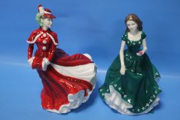 TWO ROYAL DOULTON FIGURINES TO INCLUDE 'CHRISTMAS DAY' HN4552 AND 'IRISH CHARM' HN4580 (2)