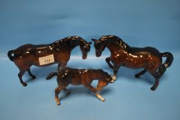 TWO BESWICK HORSES ONE A/F AND A BESWICK FOAL