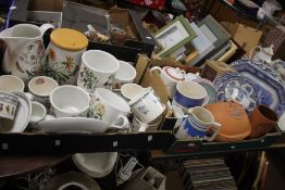 TWO TRAYS OF CERAMICS TO INCLUDE PORTMEIRION POTTERY (TRAYS NOT INCLUDED)