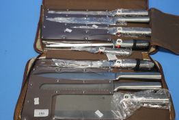 A CASED SET OF WALTMANN UND SOHN KITCHEN KNIVES
