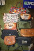 A COLLECTION OF LADIES HANDBAGS INCLUDING LEATHER EXAMPLES