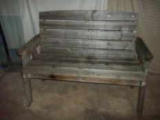 A SOLD STRONG GARDEN BENCH, 134 CM