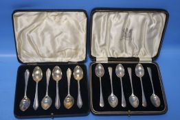 TWO CASED SETS OF SILVER TEASPOONS, ONE BY ELKINGTON & CO.