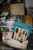 A COLLECTION OF BONHAM'S CATALOGUES, A CONTINENTAL TABLE SET AND A SUITCASE CONTAINING A