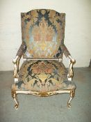 A FRENCH STYLE REPRODUCTION LARGE CARVER CHAIR