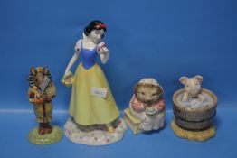 A ROYAL DOULTON DISNEY PRINCESS SNOW WHITE, A BUNNYKINS TUTANKHAMUN, BESWICK 'MRS TIGGY-WINKLE TAKES