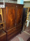 A VICTORIAN MAHOGANY LINEN CUPBOARD