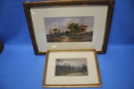 TWO FRAMED WATERCOLOURS DEPICTING RURAL SCENES