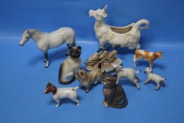 A SMALL COLLECTION OF ANIMAL FIGURES TO INCLUDE BESWICK SOME A/F
