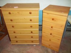TWO FIVE DRAWER CHESTS OF DRAWERS
