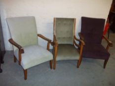THREE EASY FIRESIDE CHAIRS