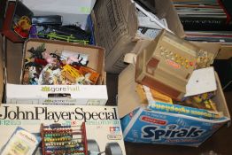 A COLLECTION OF TOYS TO INCLUDE A JOHN PLAYER'S SPECIAL LOTUS, CASH REGISTER, PLASTIC FARM ANIMAL,
