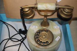 A GREEN ONYX TELEPHONE ADAPTED FOR CONNECTION TO MODERN NETWORK