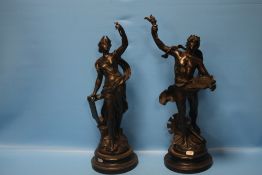 A PAIR OF SPELTER STYLE FIGURES